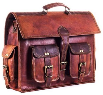 Craftshades – 4 Pockets 15″11 Vintage Shaded Handcrafted Briefcase Bag | 100% Genuine Leather