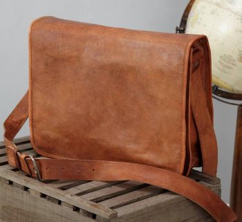 Craftshades - 9 Inch  Full Flap Plain Handcrafted Small Goat Leather Sling Bag | 100% Genuine Leather