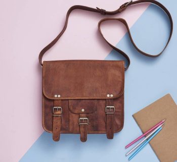 Craftshades – 16″ Dark Brown Single Pocket Handcrafted Vintage Leather Laptop Bag | 100% Genuine Leather