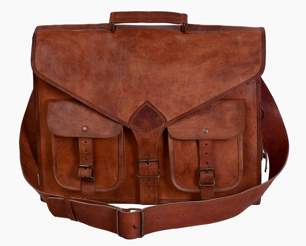 Craftshades – 15″11 V-Shaped Handcrafted Leather Laptop Bag | 100% Genuine Leather - Image 3