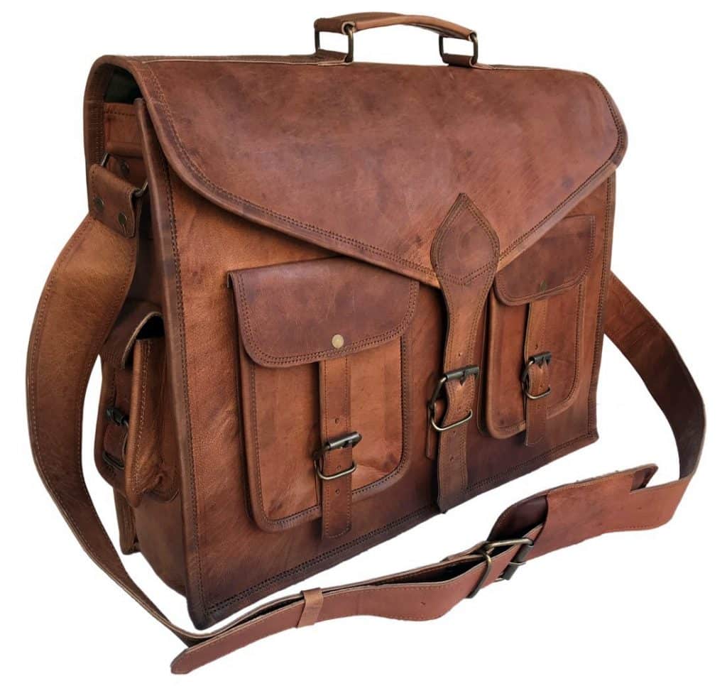 Craftshades – 15″11 V-Shaped Handcrafted Leather Laptop Bag | 100% Genuine Leather - Image 2