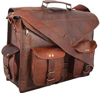 Craftshades – 15″11 V-Shaped Handcrafted Leather Laptop Bag | 100% Genuine Leather