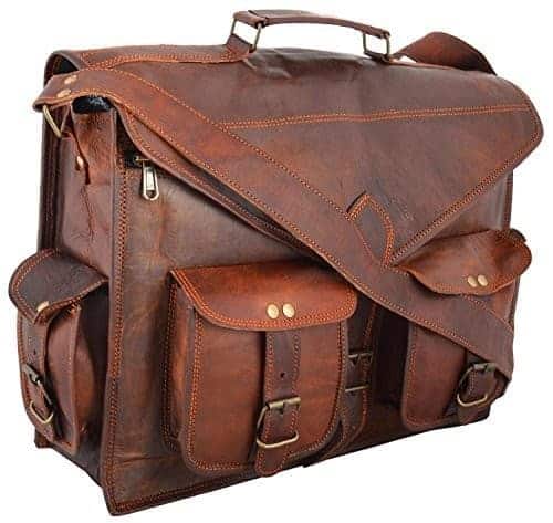 Craftshades – 15″11 V-Shaped Handcrafted Leather Laptop Bag | 100% Genuine Leather
