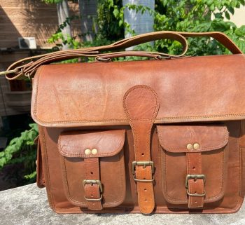 Craftshades – 16 Inch Handcrafted Briefcase Goat Leather Bag | 100% Genuine Leather