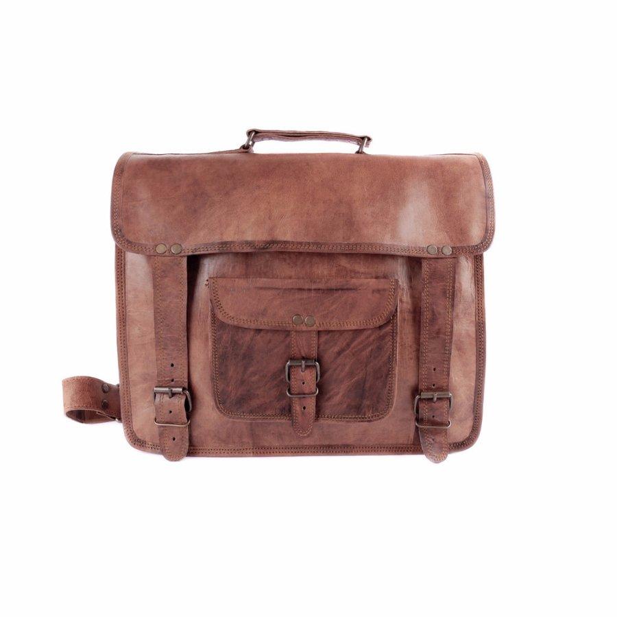 Craftshades – Single Pocket Handcrafted Vintage Leather Laptop Bag Leather Bag | 100% Genuine Leather - Image 3