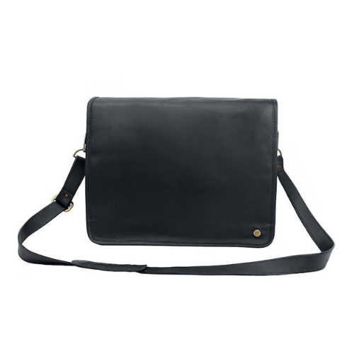 Craftshades – 10*13"Crossbody Handcrafted Small Goat Leather messenger bag - Black | 100% Genuine Leather