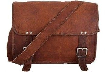 Craftshades – Vintage Double Strip Plain 10*13″ Handcrafted Goat Leather Laptop Bag | 100% Genuine Leather