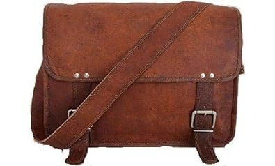 Craftshades – Vintage Double Strip Plain 10*13″ Handcrafted Goat Leather Laptop Bag | 100% Genuine Leather