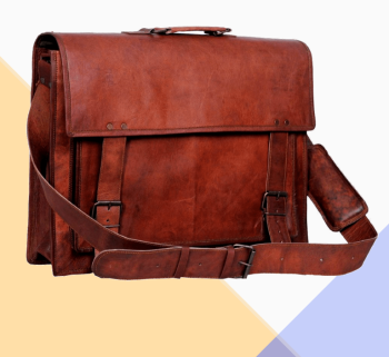 Craftshades – Big Pocket Two Strips 15″11 Handcrafted Leather Laptop Bag | 100% Genuine Leather