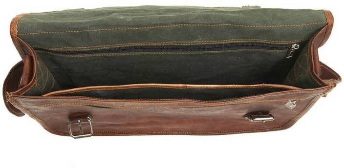 Craftshades – Dark Brown Double Strip Plain 16″12 Handcrafted Leather Laptop Bag | 100% Genuine Leather - Image 2