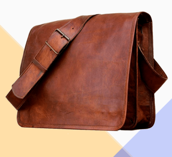 Craftshades – 15"11 Vintage Handcrafted Leather Laptop Bag without Pocket | 100% Genuine Leather