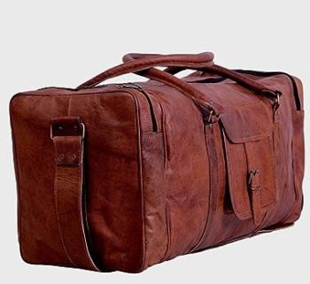 Craftshades - 28 Inch Handcrafted Curved Duffle Goat Leather Bag | 100 Genuine Leather