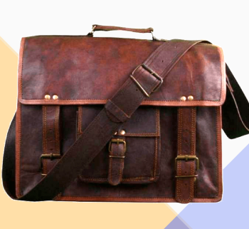 Craftshades – Vintage Dark Brown Single Pocket 15″11 Handcrafted Leather Laptop Bag | 100% Genuine Leather