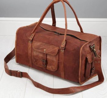 Craftshades – Edge Handcrafted 24″ Duffle Leather Bag (Brown) | 100% Genuine Leather