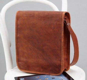 Craftshades – 15"11 Vintage Handcrafted Leather Laptop Bag without Pocket | 100% Genuine Leather