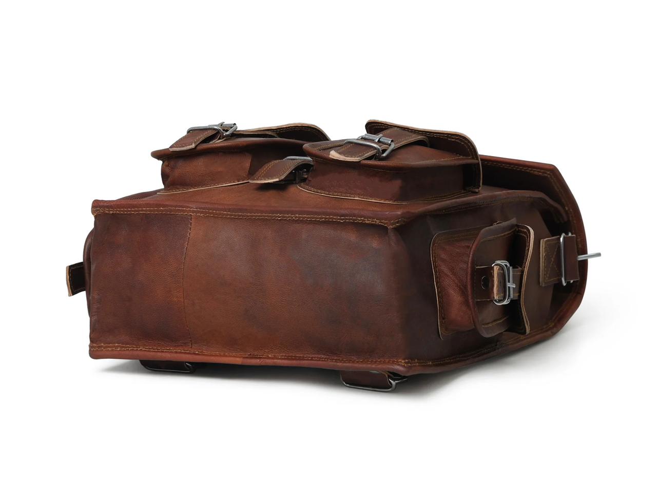 Craftshades – 12 x16 Inch 4 Pockets Dark Brown Handcrafted Leather Backpack | 100% Genuine Leather - Image 6