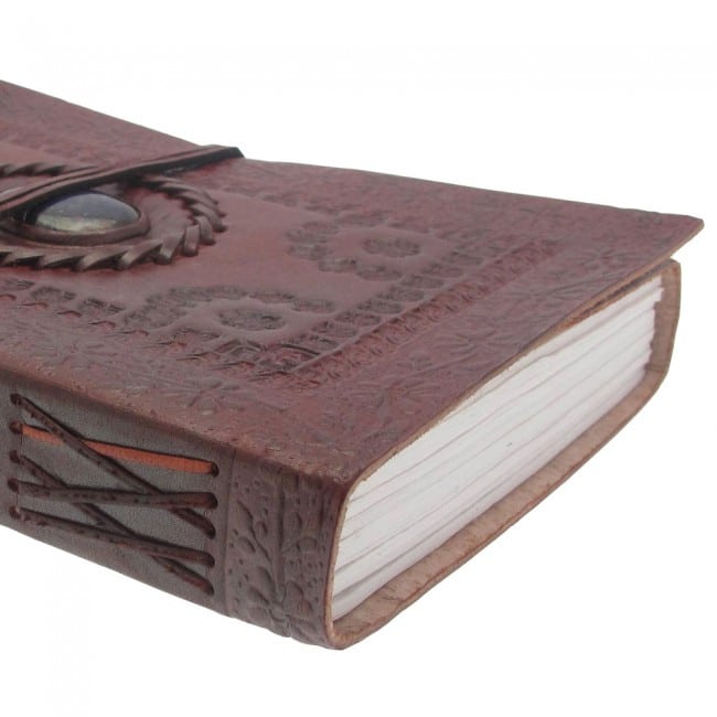 Craftshades – Vintage Flower With Single Stone Embossed Unique Design 7″5 Handcrafted Leather Journal/Diary 200 page | 100% Genuine Leather - Image 4