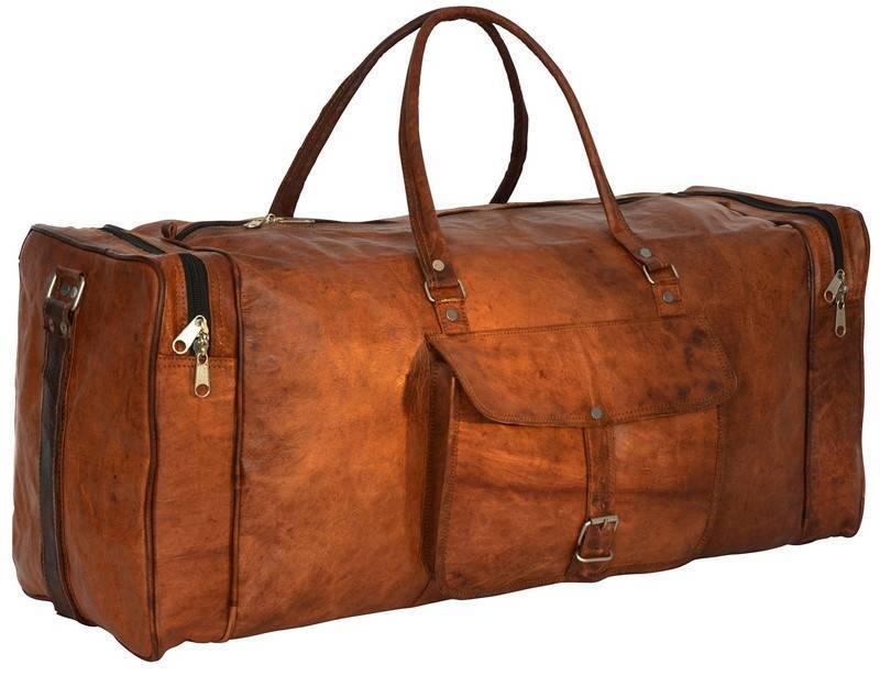 Craftshades – Edge Handcrafted 24″ Duffle Leather Bag (Brown) | 100% Genuine Leather - Image 4