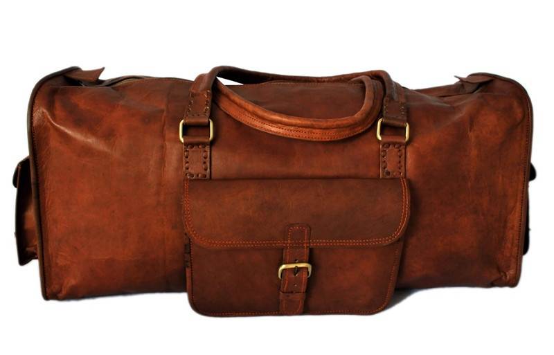 Craftshades – Edge Handcrafted 24″ Duffle Leather Bag (Brown) | 100% Genuine Leather - Image 3