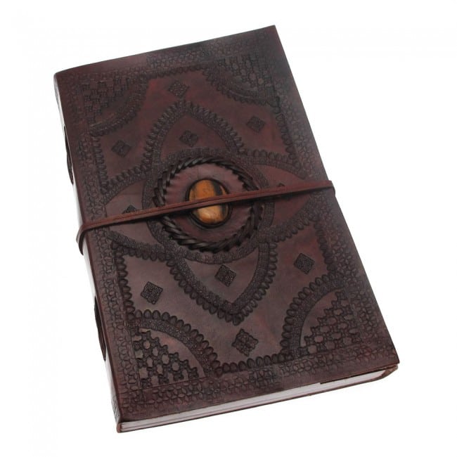 Craftshades – Vintage Flower With Single Stone Embossed Unique Design 7″5 Handcrafted Leather Journal/Diary 200 page | 100% Genuine Leather - Image 2