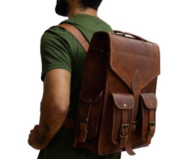 Craftshades – 12 x16 Inch 4 Pockets Dark Brown Handcrafted Leather Backpack | 100% Genuine Leather