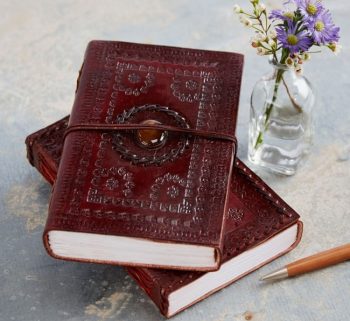 Craftshades – Vintage Round Single Stone Embossed Unique Design 7″5 Handcrafted Leather Journal/Diary 200 page | 100% Genuine Leather