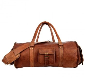 Craftshades - Handcrafted 28" Curved Duffle Leather Bag | 100 Genuine Leather