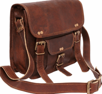 Craftshades –Single Pocket Double Strip 9*11 Inch Handcrafted Satchel Leather Bag | 100% Genuine Leather