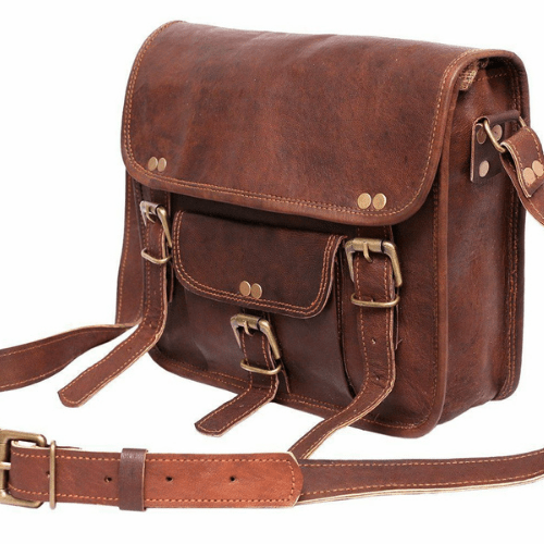 Craftshades –Single Pocket Double Strip 9*11 Inch Handcrafted Satchel Leather Bag | 100% Genuine Leather - Image 3