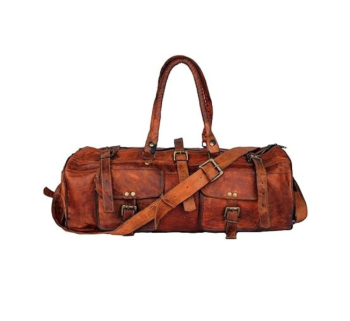 Craftshades - 3 Outer Pockets 24" (Expandable) Edge Handcrafted Duffle Goat Leather Bag | 100% Genuine Leather
