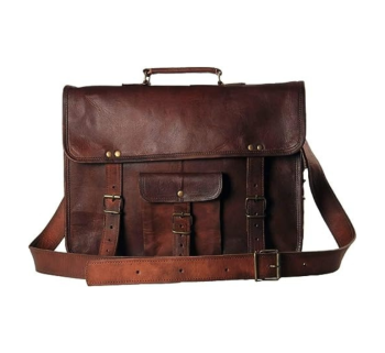 Craftshades - 13 inch Handcrafted Front Pocket Leather Bag for Unisex | 100% Genuine Leather
