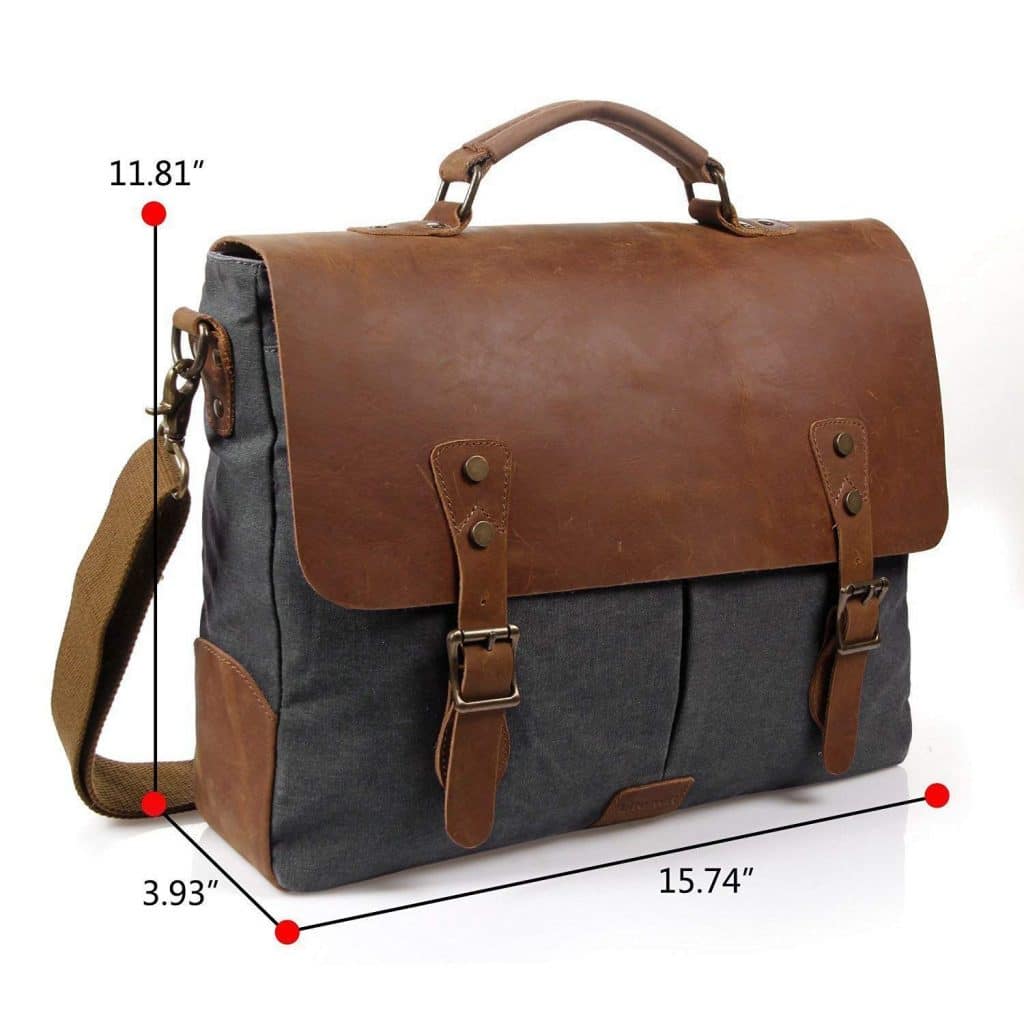 Craftshades – 11*15" Handcrafted Canvas+ Goat Leather Laptop Bag (Brown) | 100% Genuine Leather - Image 3