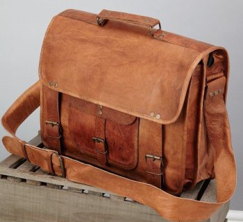 Craftshades – 15″ With Pocket Handcrafted Messenger Leather Bag | 100% Genuine Leather