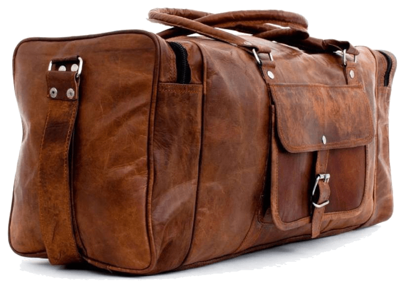 Craftshades - | 22 Inch 3 Compartments (Expandable) Handcrafted Duffle Goat Leather Bag (Brown) | 100% Genuine Leather - Image 4