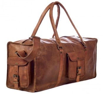 Craftshades - 22 Inches 4 Edges Handcrafted Duffle Goat Leather Bag | 100% Genuine Leather Bag