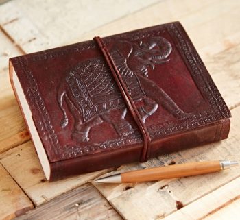 Craftshades – Elephant Embossed 30 cm x 15 cm Handcrafted Leather Photo Album | 100% Genuine Leather