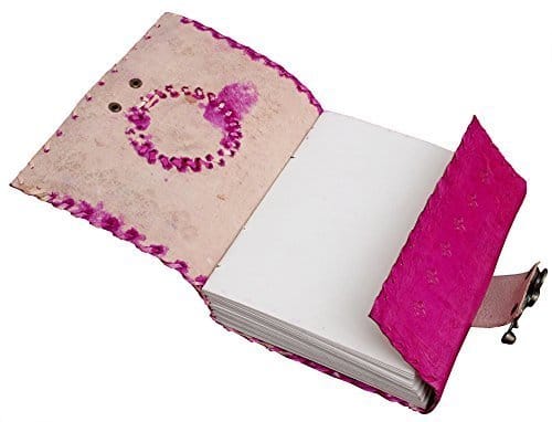 Craftshades – Metal Lock Single Stone Pink Embossed Design 7″5 Handcrafted Leather Journal/Diary 200 page | 100% Genuine Leather - Image 2