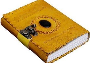 Craftshades – Metal Lock Single Stone Yellow Embossed Design 7″5 Handcrafted Leather Journal/Diary 100 page | 100% Genuine Leather