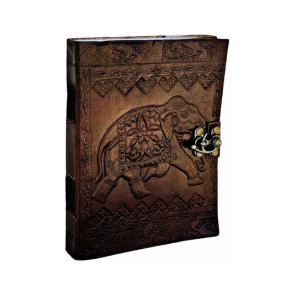 Craftshades – Metal Lock Vintage Brown Embossed Elephant Design 7″5 Handcrafted Leather Journal/Diary 200 page | 100% Genuine Leather