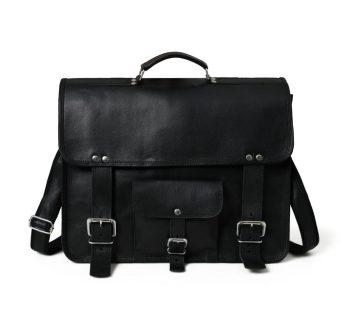 Craftshades – 11*15″ Single Pocket Handcrafted Messenger Goat Leather Bag - Black Color | 100% Genuine Leather