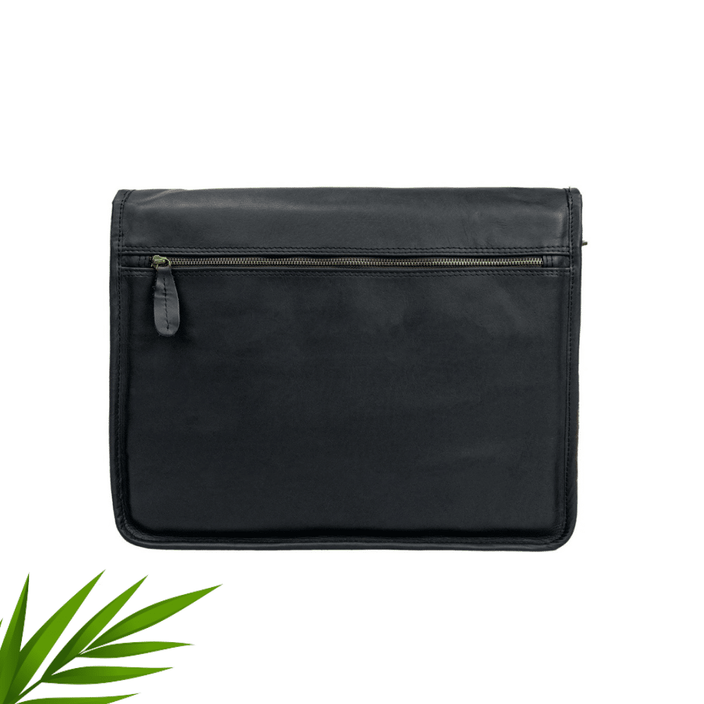 Craftshades – 10*13"Crossbody Handcrafted Small Goat Leather messenger bag - Black | 100% Genuine Leather - Image 2