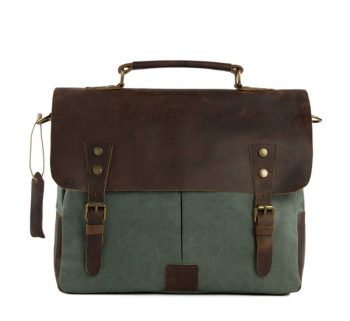Craftshades – 11*15″ Handcrafted Canvas+ Goat Leather Laptop Bag | 100% Genuine Leather