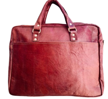 Craftshades – 15″ Double Strip Handcrafted Briefcase Goat Leather Bag (Brown) | 100% Genuine Leather