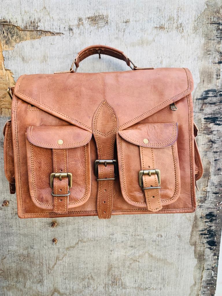 Handmade leather handicraft Laptop bag