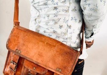 Craftshades – Single Pocket Double Strip Handcrafted Satchel Leather Bag | 100% Genuine Leather 10 x 13 x 3 Inch