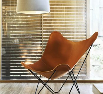 Retro Handmade Leather Butterfly  1 Chair 1 Pouf combo