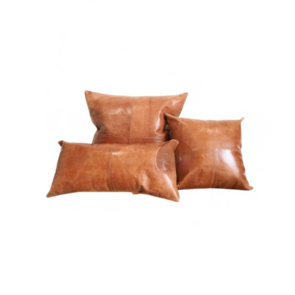 100% Goat Leather Pillow Cover - Sofa Cushion Case - Decorative Throw Covers for Living Room & Bedroom - Light Brown Pack of 1