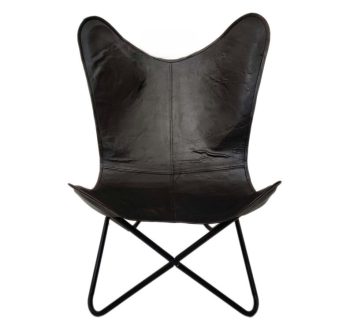 Butterfly Chair black chair Goat leather