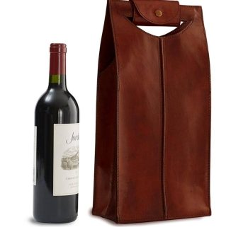 Wine Carrier. For two Bottles Leather one Wine Tote. Wine Holder. Engraved Wine Tote. Leather bottle holder