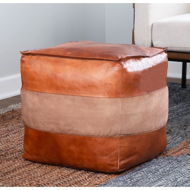 Leather Pouf, ottoman pouf handmade pouf footstool - Image 3